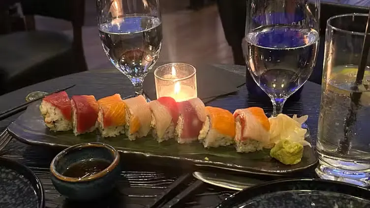 Sushi served by candlelight