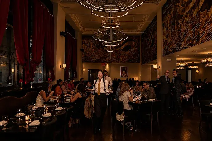 Guests dining in the main room